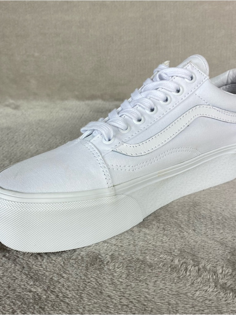 Vans Old Skool Stackform Shoes Womens Size 10 White Canvas Platform - Picture 4 of 11
